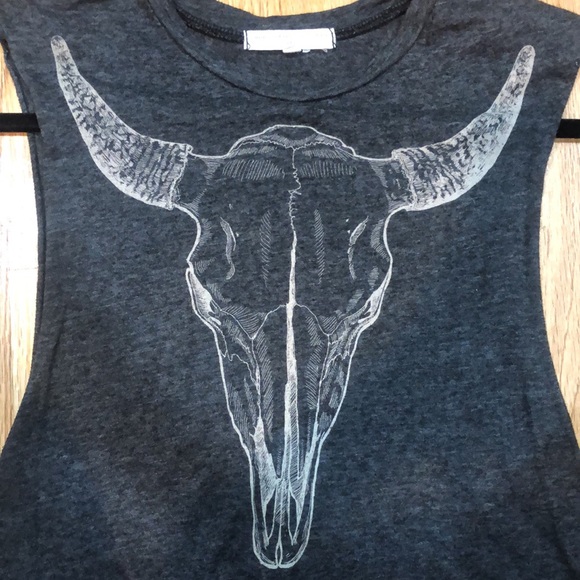 Dark Grey longhorn cropped tank top - Picture 2 of 8